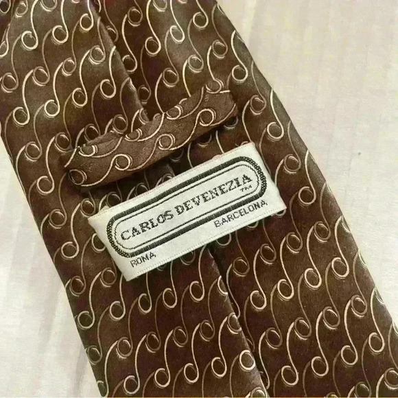 Carlos de Venezia Silk Tie multicolor  Geometric 58 X 4 - Picture 2 of 2